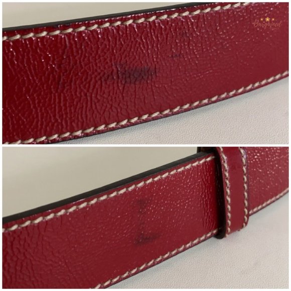 Authentic GUCCI Red Patent Leather Black Interlocking G Plaque Buckle Belt 90/36 - Picture 12 of 13